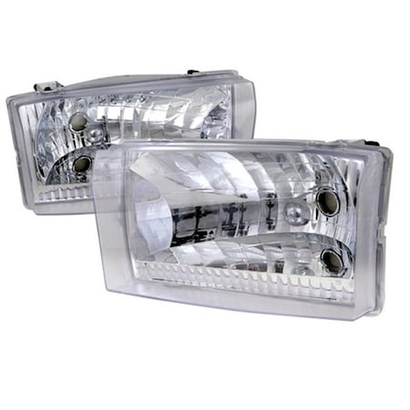 Overtime Euro Headlight for 99 to 04 Ford F350- 9 x 14 x 17 in. - Chrome OV3765511